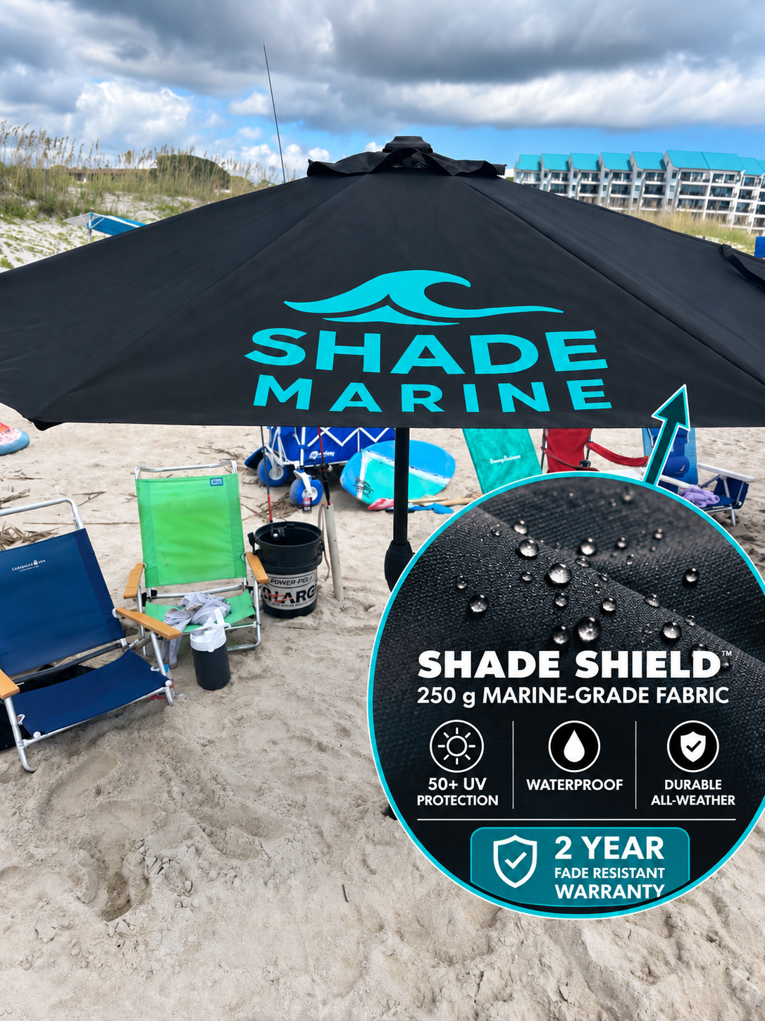 Umbrella with ShadeLock Ground Anchor and Universal Mount