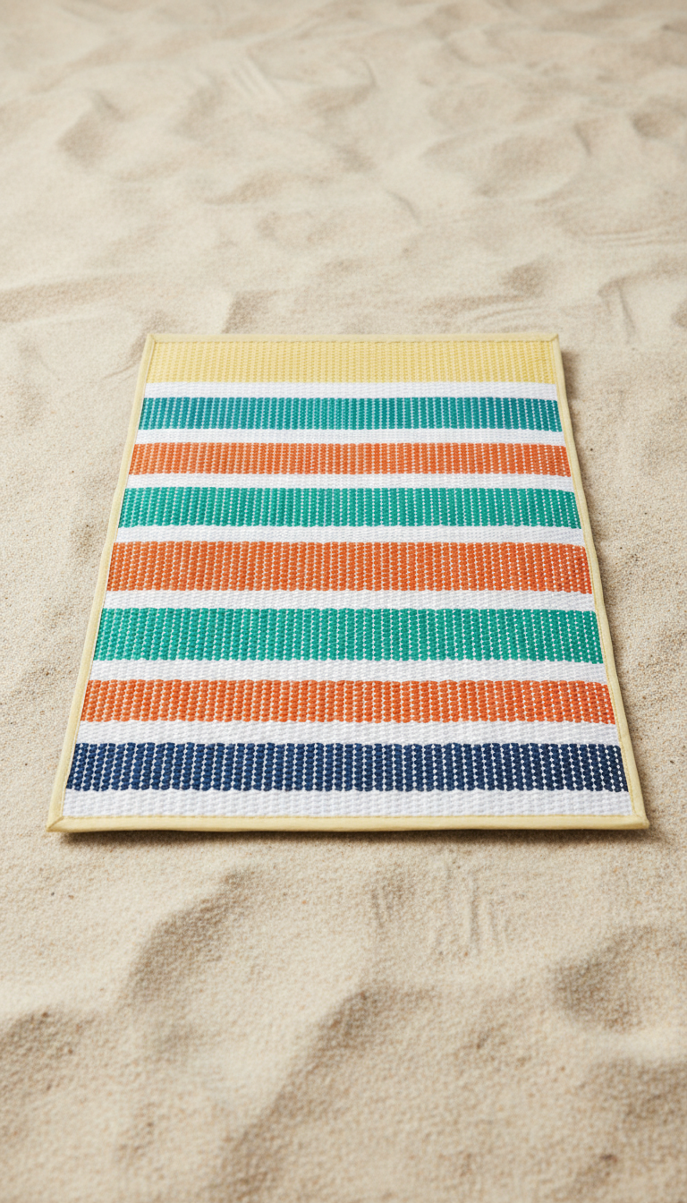 Striped Woven Beach Mat